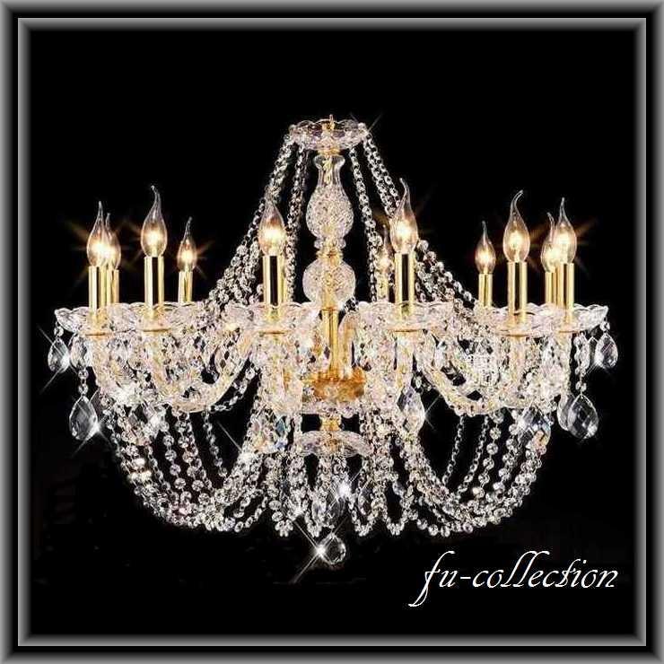 12灯LED クリスタルシャンデリア ゴールド クリスタルシャンデリア 12灯 クリア/ゴールド C2 LEDキャンドル