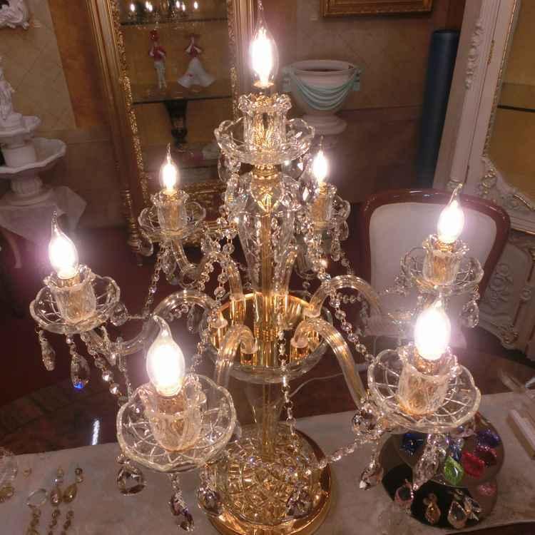 クリスタルテーブルランプ7灯 ゴールド トップライト ガラス