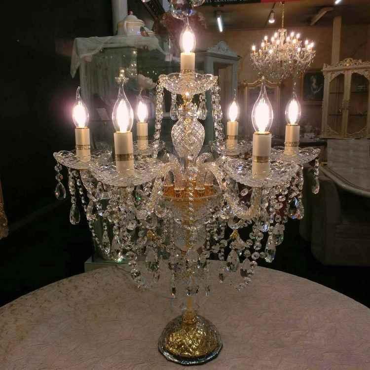 クリスタルテーブルランプ7灯 ゴールド トップライト ガラスソケット