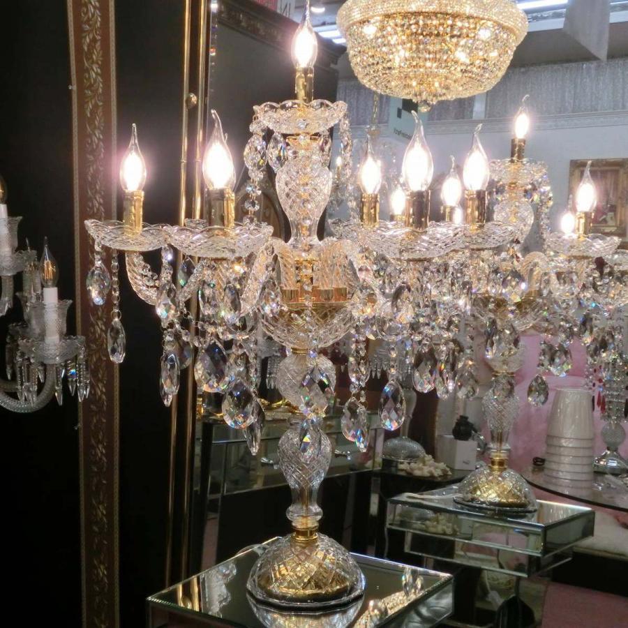 クリスタルテーブルランプ7灯 ゴールド トップライト パーツサイズ