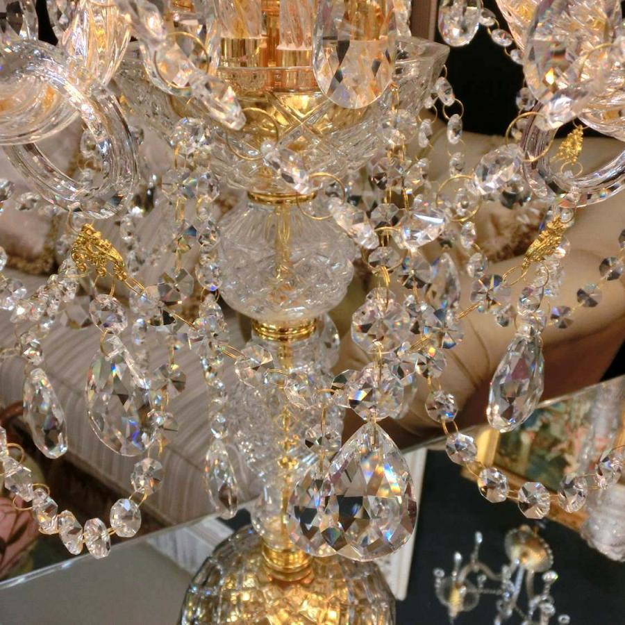 豪華 クリスタルテーブルランプ7灯 ゴールド トップライト フック付