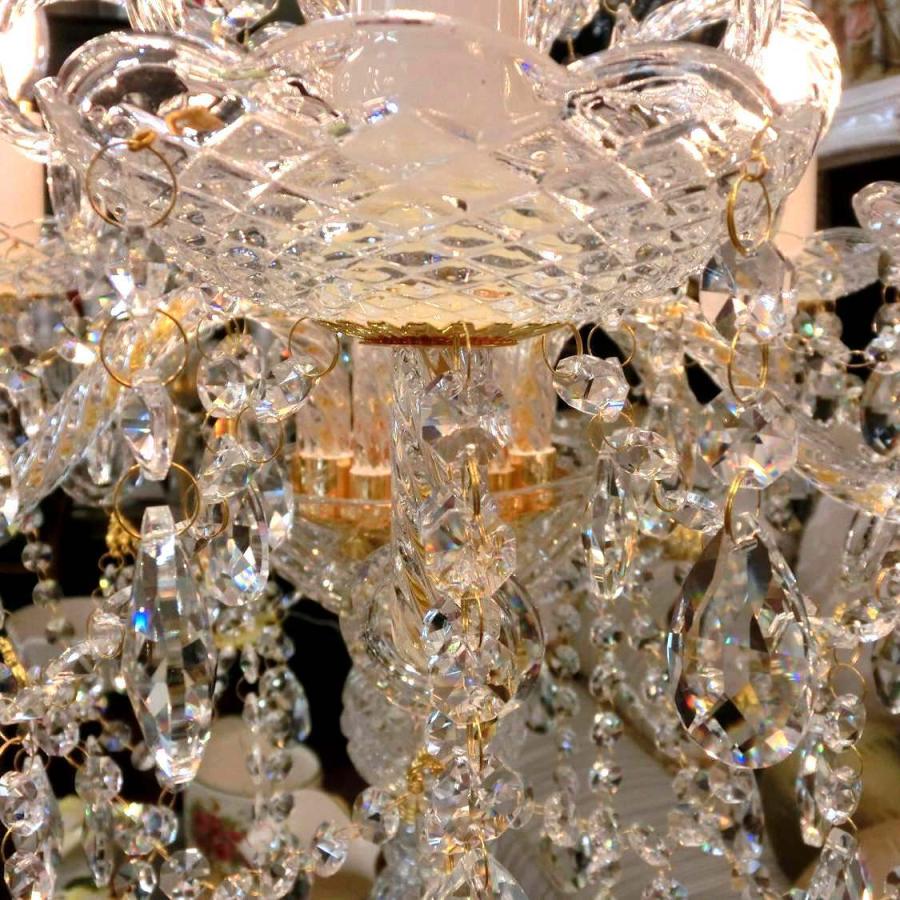 豪華 クリスタルテーブルランプ7灯 ゴールド トップライト フック付