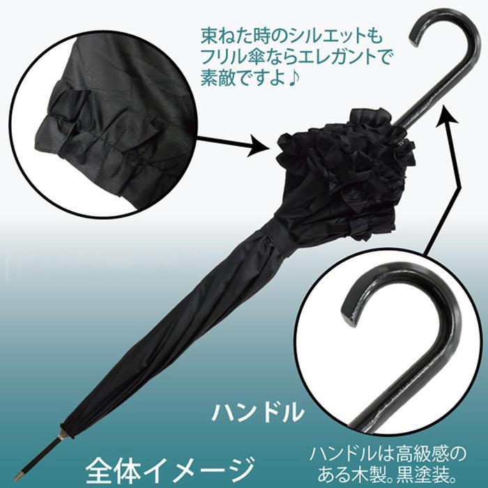 超美品❣️フリル付き 日傘 ブラック 木製ハンドル 日傘 UVカット99％以上 フリル 木製ハンドル 名画 アート 作品 優雅