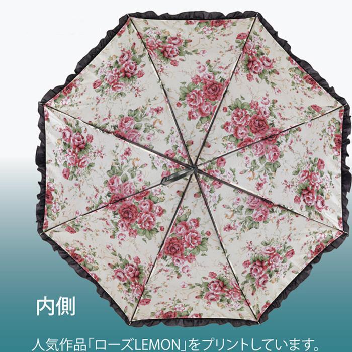 日傘 UVカット99％以上 フリル 木製ハンドル 名画 アート 作品 優雅