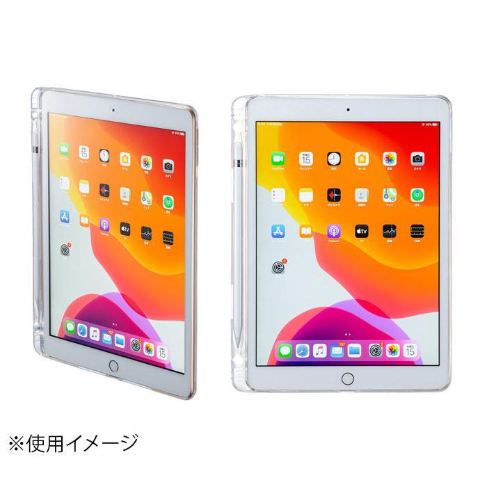 iPad 10.2インチ　Apple Pencil収納ポケット付きクリアカバー PDA-IPAD1618CL｜fu-nabi｜03