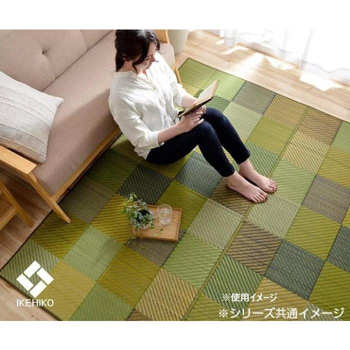 純国産 日本製 い草ラグ 抗菌防臭 『DXカラフルブロック』 グレー 約191×250cm 1711530