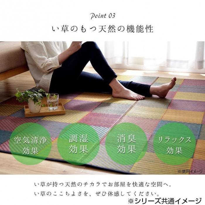 純国産 日本製 い草ラグ 抗菌防臭 『DXカラフルブロック』 グレー 約191×250cm 1711530