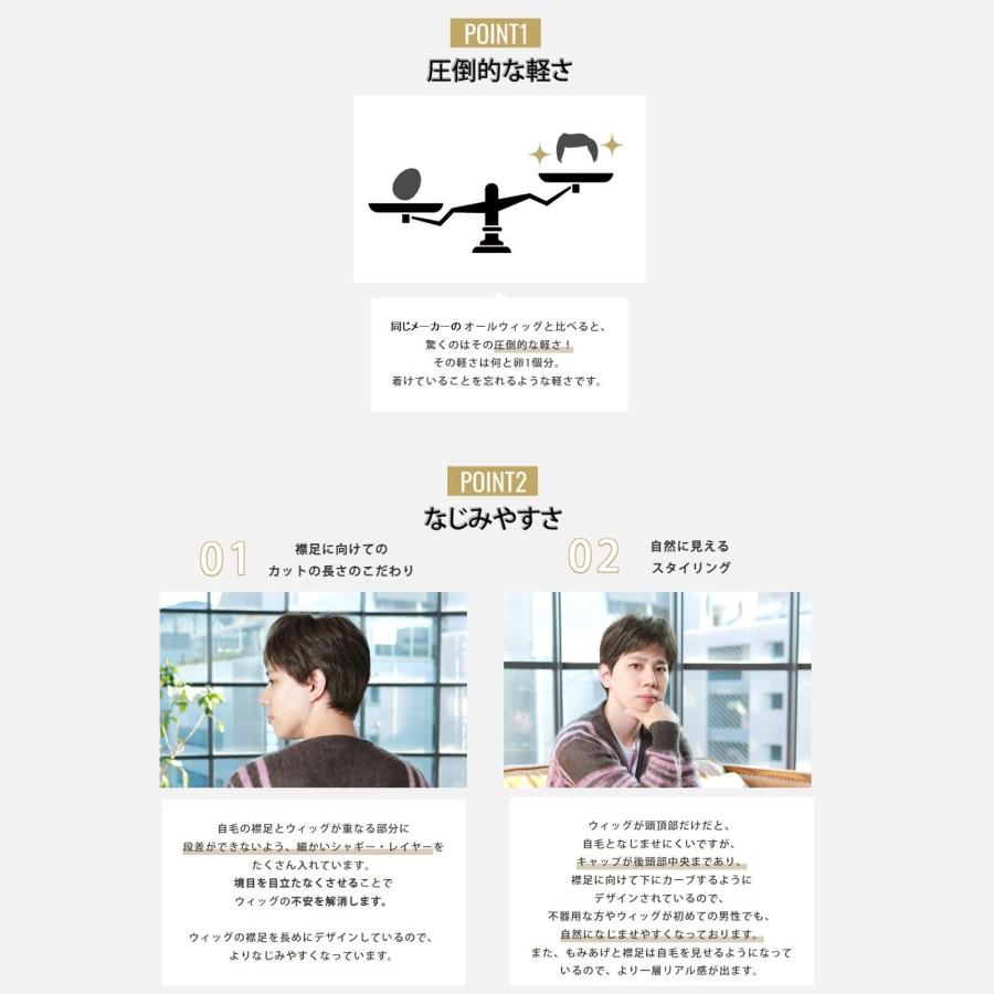 プリシラ 男性用5分ウィッグ ミディアムショート 耐熱 ブラック GB-24