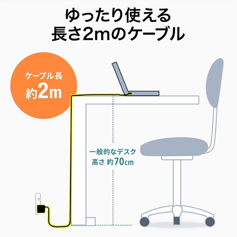 サンワサプライ USB PD対応AC充電器(PD65W・TypeCケーブル付き) ACA-PD91BK｜fu-nabi｜04