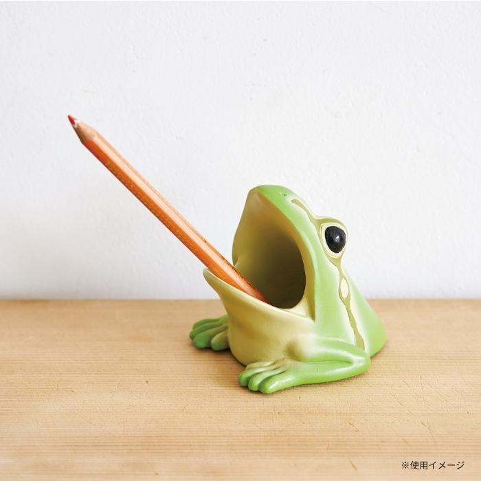 ペン立て 卓上 収納 小物入れ カエル 雑貨 文房具 デスク インテリア