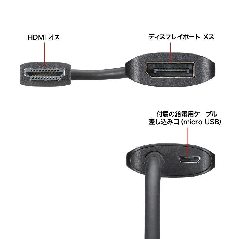 サンワサプライ HDMI-DisplayPort変換アダプタ(8K/30Hz) AD-HD32DPの画像