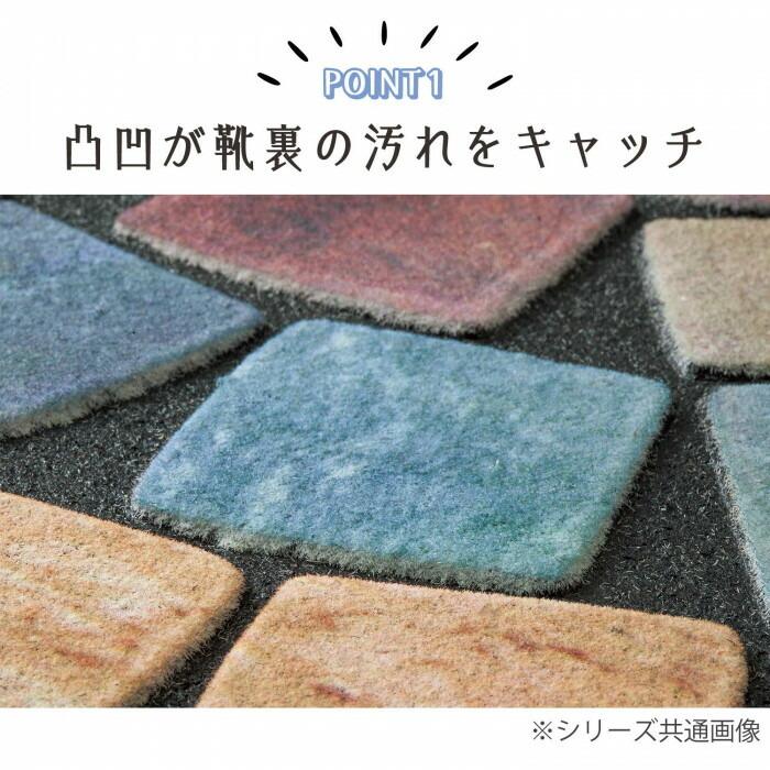 玄関クリーンマット 石タイル調 玄関マット 北欧 半円 水洗いOK おしゃれ 玄関 泥落とし 土落とし 石タイル調 エクステリア 滑り止め ドアマット｜fu-nabi｜03