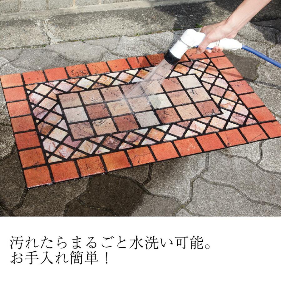 玄関クリーンマット 石タイル調 玄関マット テラコッタ 長方形 水洗い