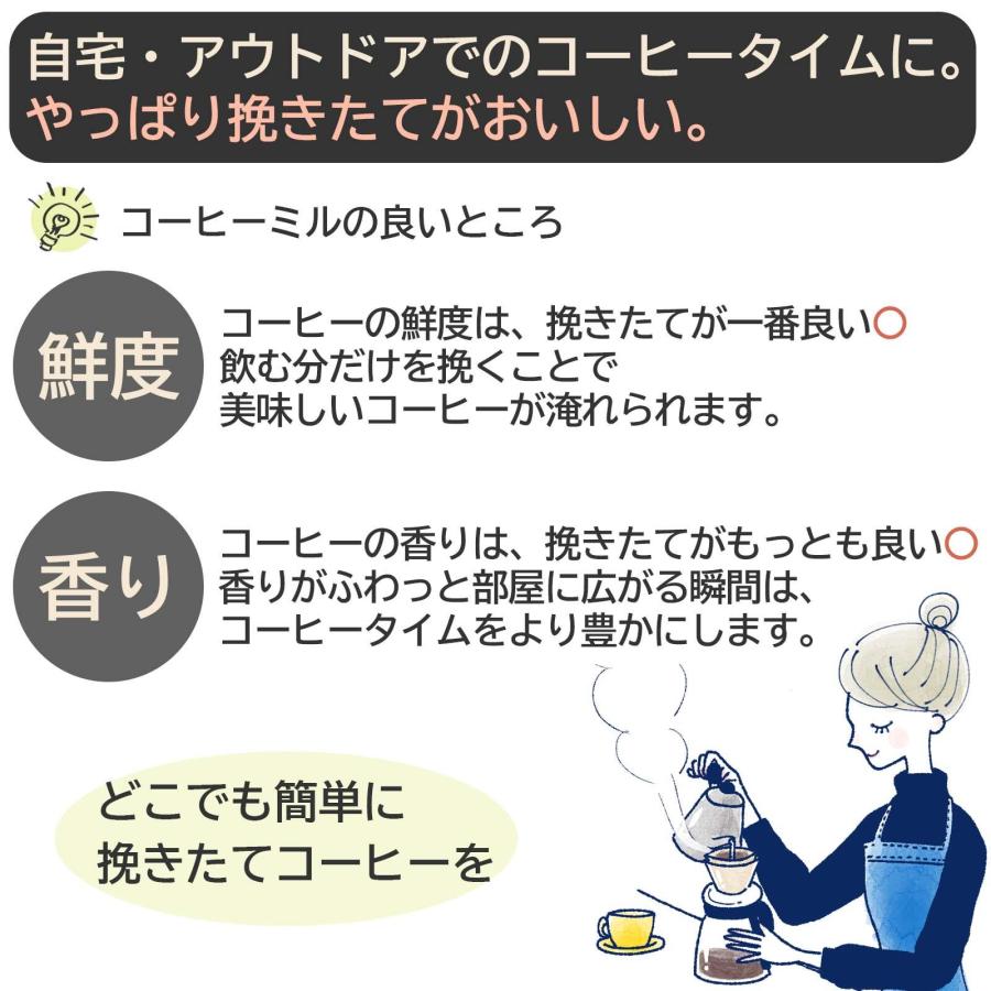 粗さ調節できるコーヒーミル 手動 手挽き 丸洗い可能 分解可能 目盛り