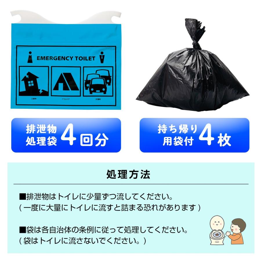 サッと使える緊急携帯トイレ 大小便兼用 4回分 緊急トイレ 携帯トイレ 