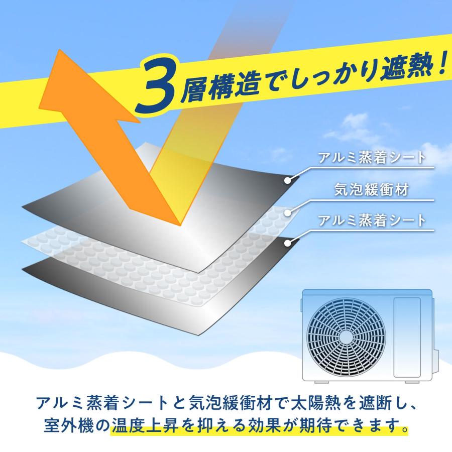 エアコン室外機遮熱シート 室外機カバー マグネットタイプ カバー アルミ 日よけ 省エネ 遮熱 断熱 節電 節電効果 節電対策 簡単取り付け |  | 04