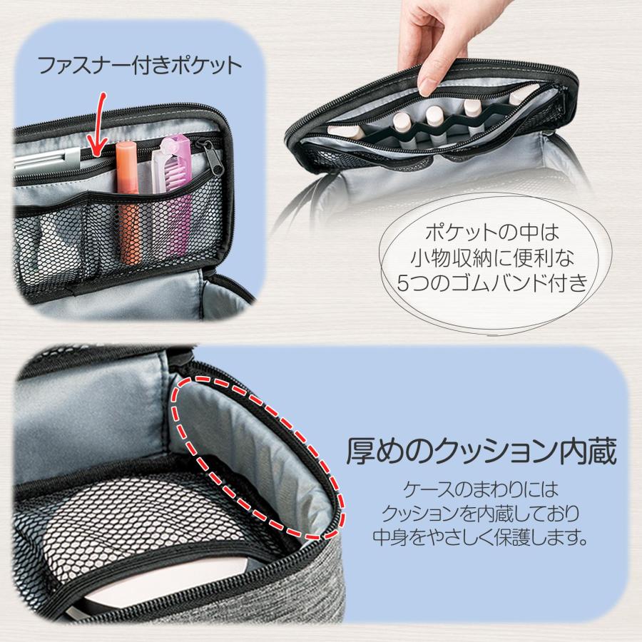 仕分けができる収納ポーチ ダブルファスナー メッシュ ポケット 厚め