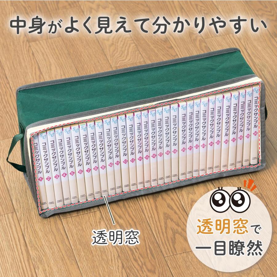 コミック収納ケース 3枚組 約30冊 透明窓 Wファスナー 3辺開き 取っ手