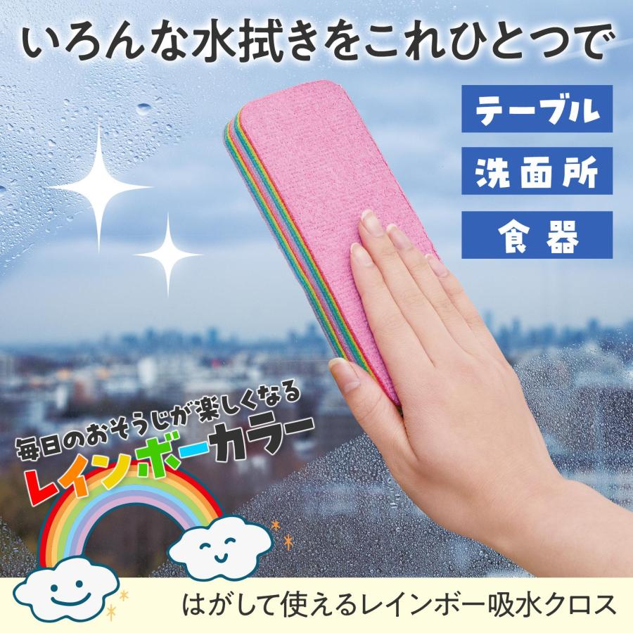はがして使えるレインボー吸水クロス 12層 洗面所 食器 鏡 シンク 結露
