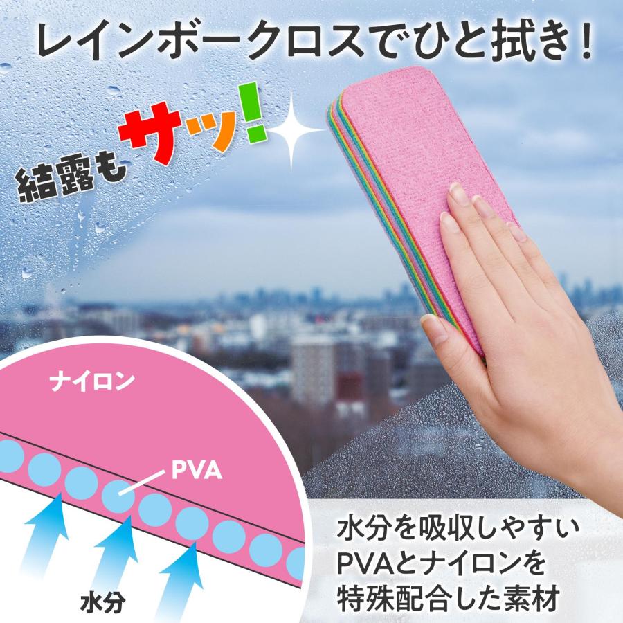 はがして使えるレインボー吸水クロス 12層 洗面所 食器 鏡 シンク 結露