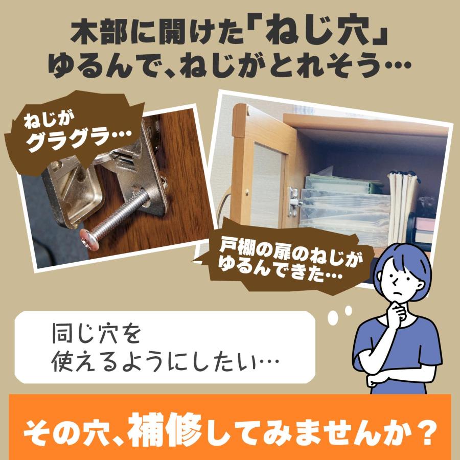 ねじ穴のぐらつき補修パテ 木部用 20ml 先細ノズル ねじ穴 ピン穴