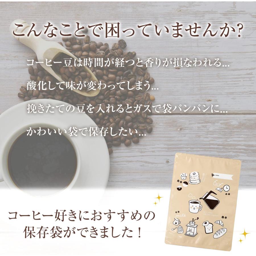 コーヒーの保存袋 2枚入 豆 粉 繰り返し 冷蔵 冷凍 マチ付き ダブル