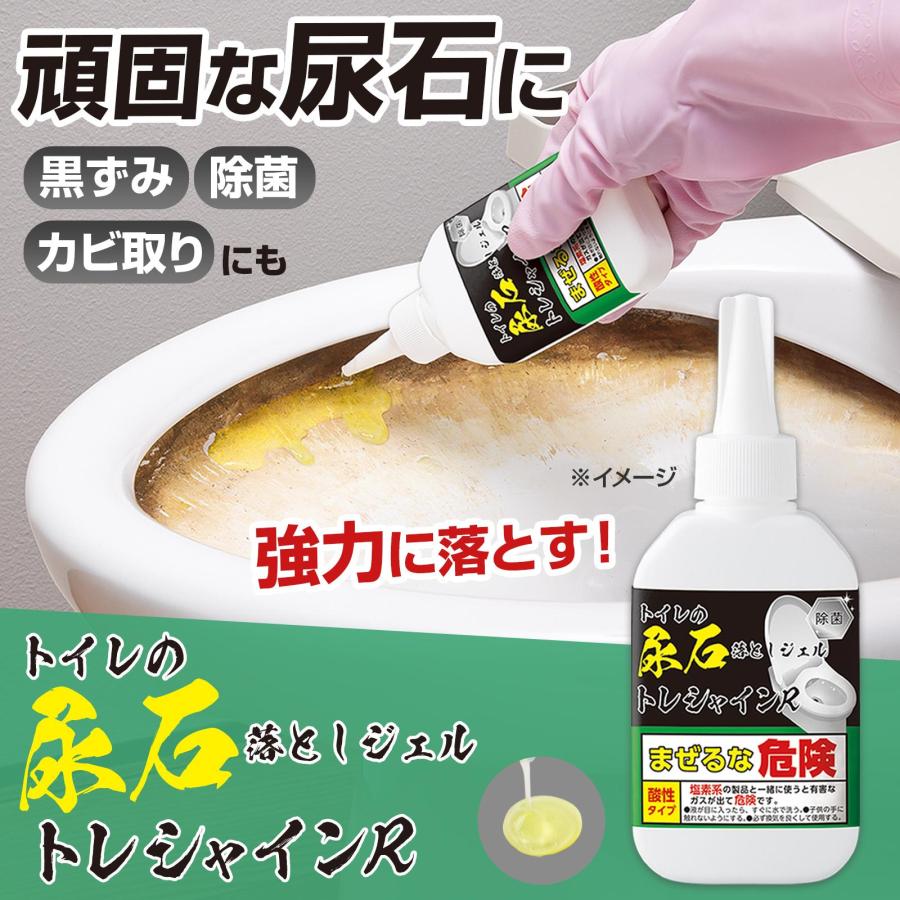 トイレの尿石落としジェル トレシャインR プロ仕様 ノズルタイプ ピンポイント 色付き 密着 垂れにくい 酸性 黒ずみ 除菌 カビ取り 汚れ 日本製（Yahoo!・通販奉行）