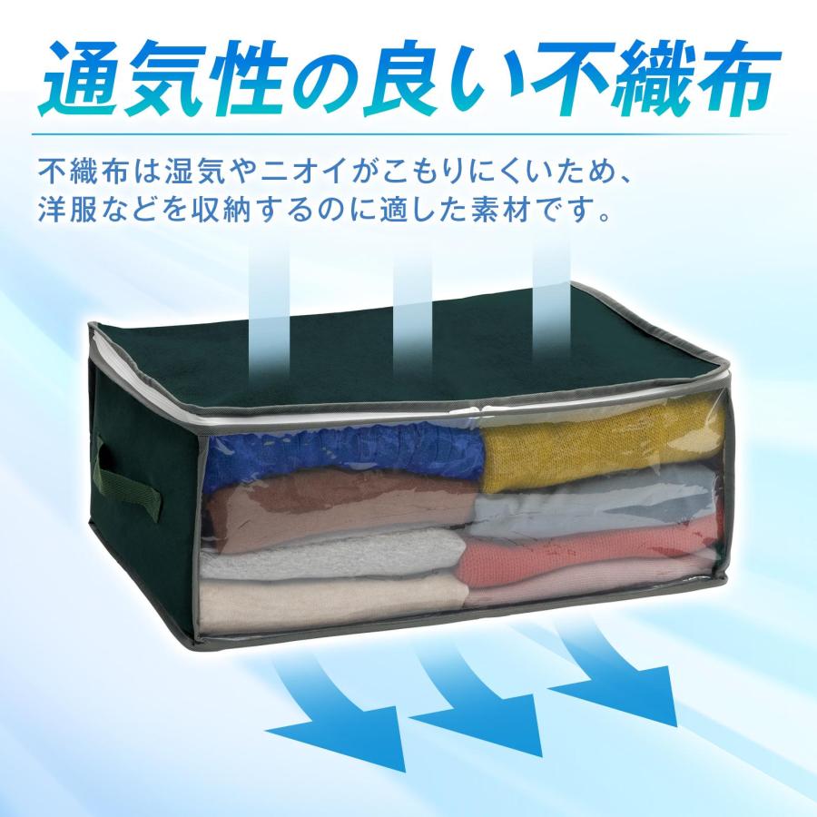 持ち手付衣類収納ケース 2枚組 薄手約16〜20枚 セーター約6〜8枚 持ち