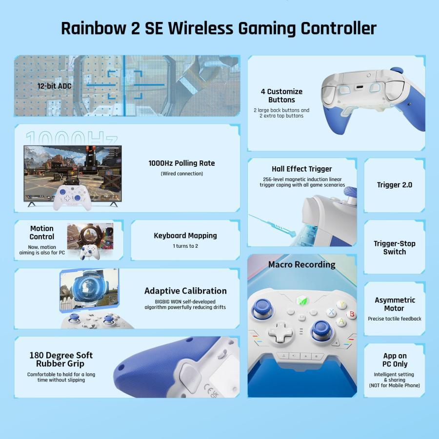 PC コントローラー、BIGBIG WON Rainbow 2 SE ワイヤレス コントローラー モーション コントロール、ホール効果トリガー、12 |  | 01