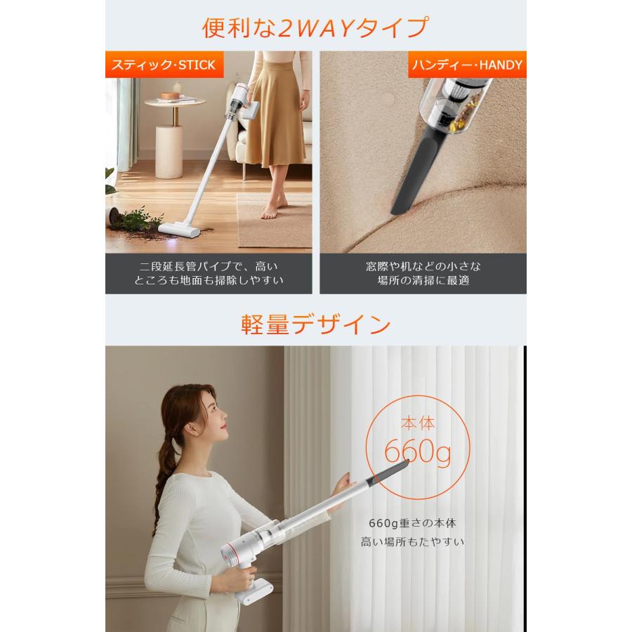 ⭐️掃除機 コードレス 12000pa強力吸引 延長パイプ 4種類ノズル⭐️ Amazon | 【2022新登場 12000pa強力吸引】 掃除機 コードレス