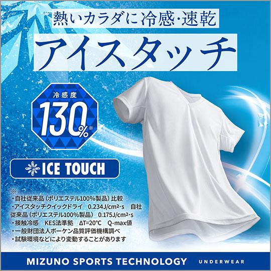 ミズノ（MIZUNO）　アイスタッチクイックドライアンダー　フレンチスリーブシャツ　女性用　キャスチャコール　L｜fudasho0ban｜02