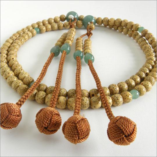 高級御念珠 本星月菩提樹 本瑪瑙 本翡翠 本絹房仕立 木箱付き 上星月菩提樹 瑪瑙 蓮華切り房（深蘇芳色） 曹洞宗（禅宗） 女性