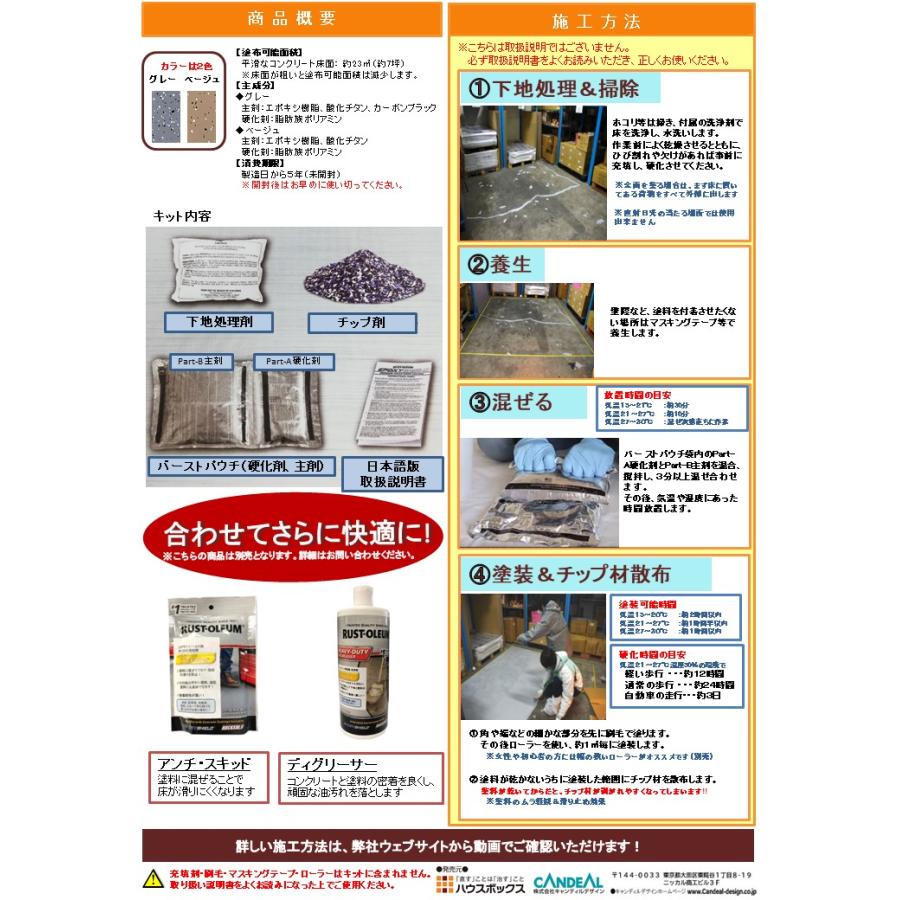 エポキシシールド コンクリートフロアコーティングキット ガレージ 車庫 倉庫 リフォーム 補修 塗装 キャンディルデザイン ラストオリウム |  | 09