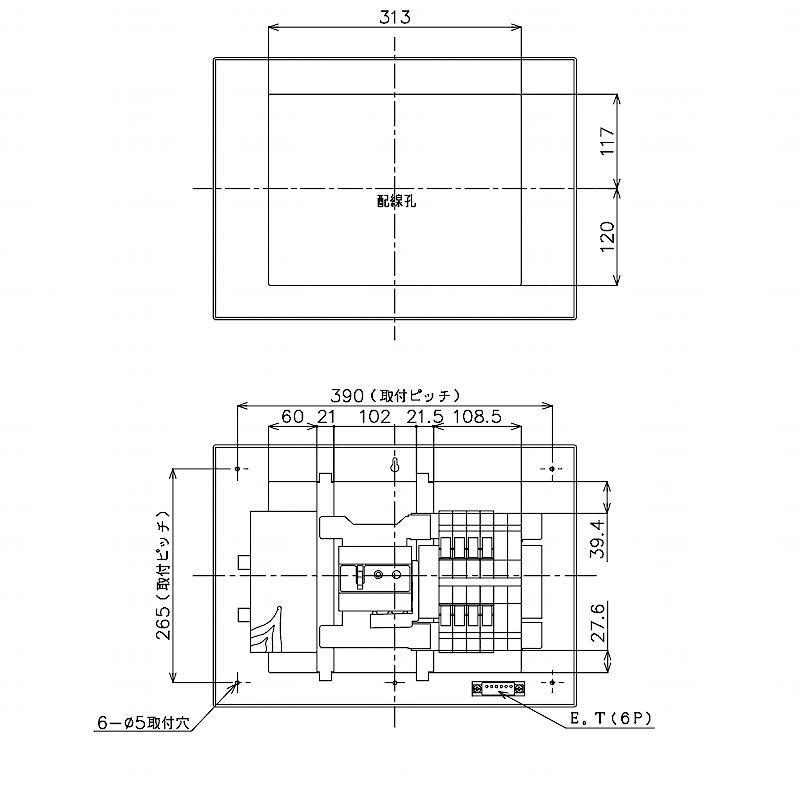 BQR3384：住宅用分電盤(露出・半埋込両用形)(ドア付)(リミッタースペース付)(単3：主幹：ELB30A分岐：8+4)