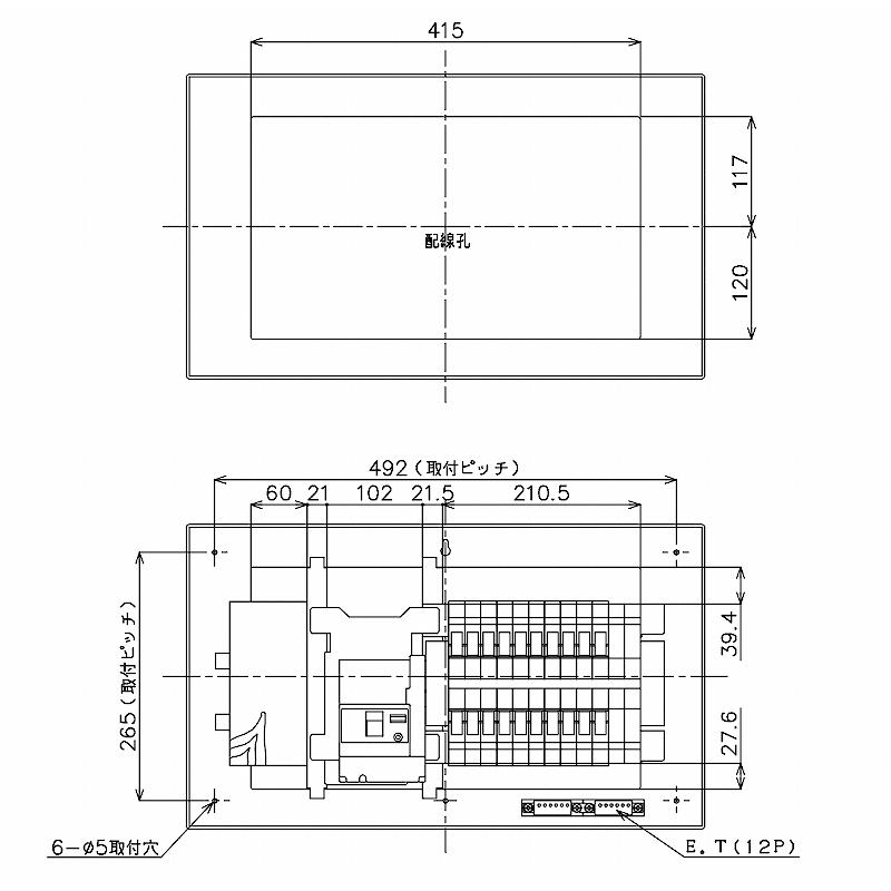 Panasonic BQR35204:住宅用分電盤(露出・半埋込両用形)(ドア付 Panasonic BQR35204:住宅用分電盤(露出・半埋込両用形)(ドア付