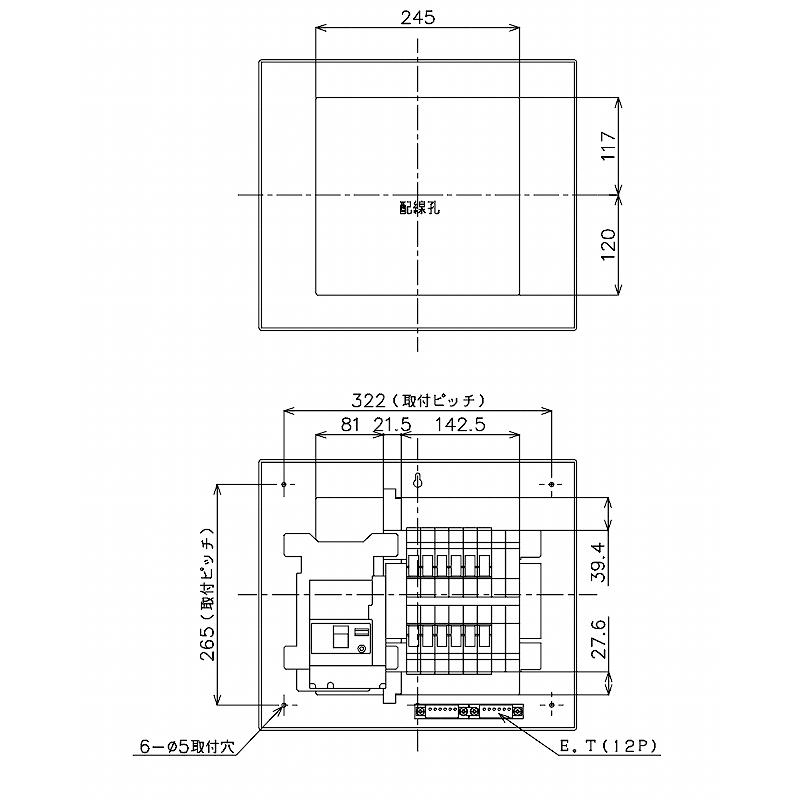 BQR85124：住宅用分電盤(露出・半埋込両用形)(ドア付)(リミッタースペース無)(単3：主幹：ELB50A分岐12+4)｜fuel-yonashin｜03