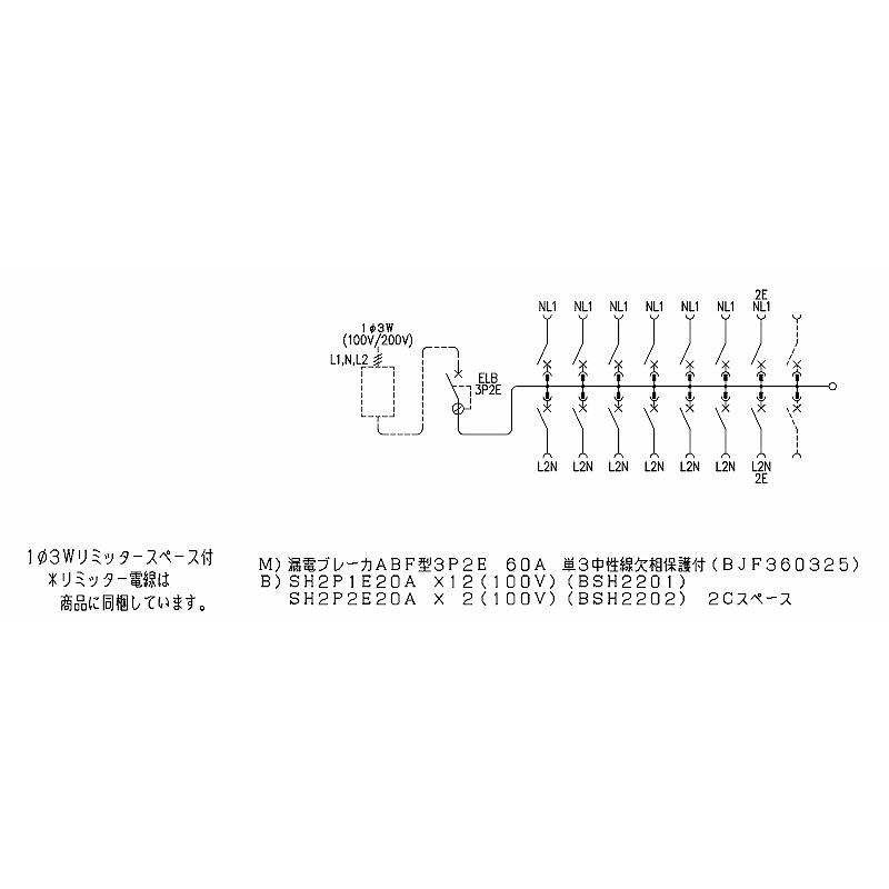 BQW36142：住宅用分電盤(露出・半埋込両用形)(ドア無)(リミッター 