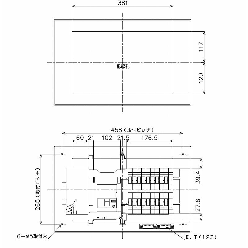 BQW36182:住宅用分電盤(露出・半埋込両用形)(ドア無)(リミッタースペース付)(単3:主幹:ELB60A分岐:18+2)|fuel-yonashin|03