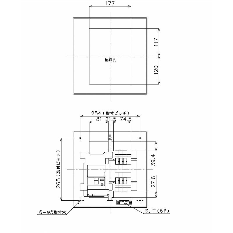 BQW8462：住宅用分電盤(露出・半埋込両用形)(ドア無)(リミッター