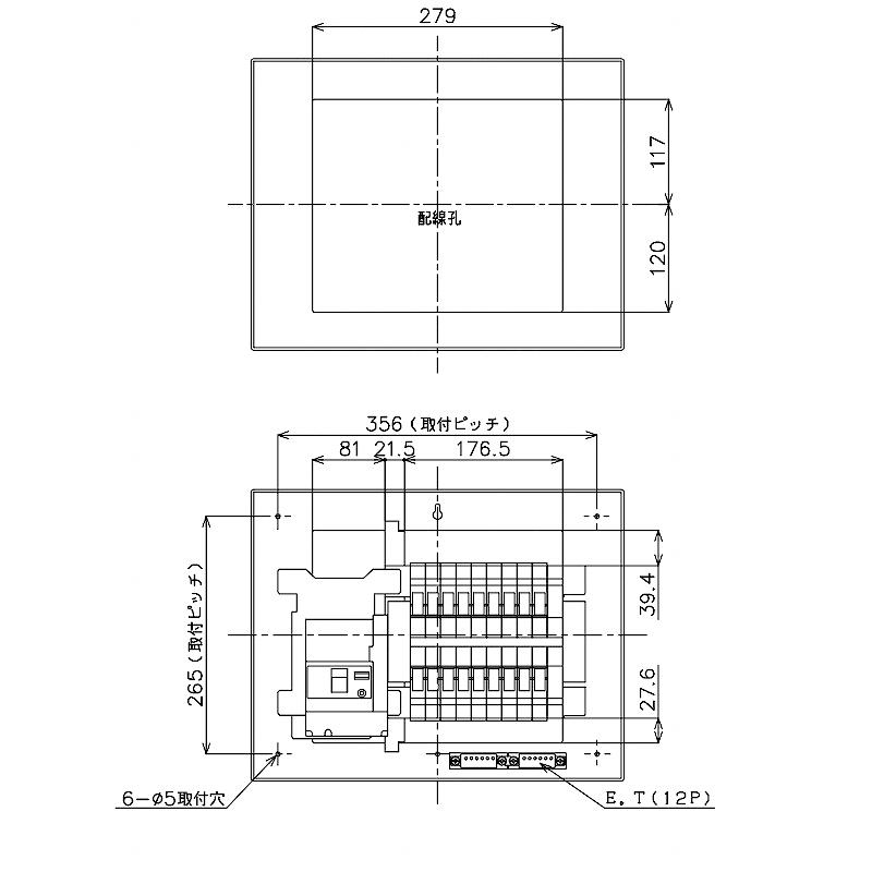 Panasonic BQW86182：住宅用分電盤(露出・半埋込両用形)(ドア無 