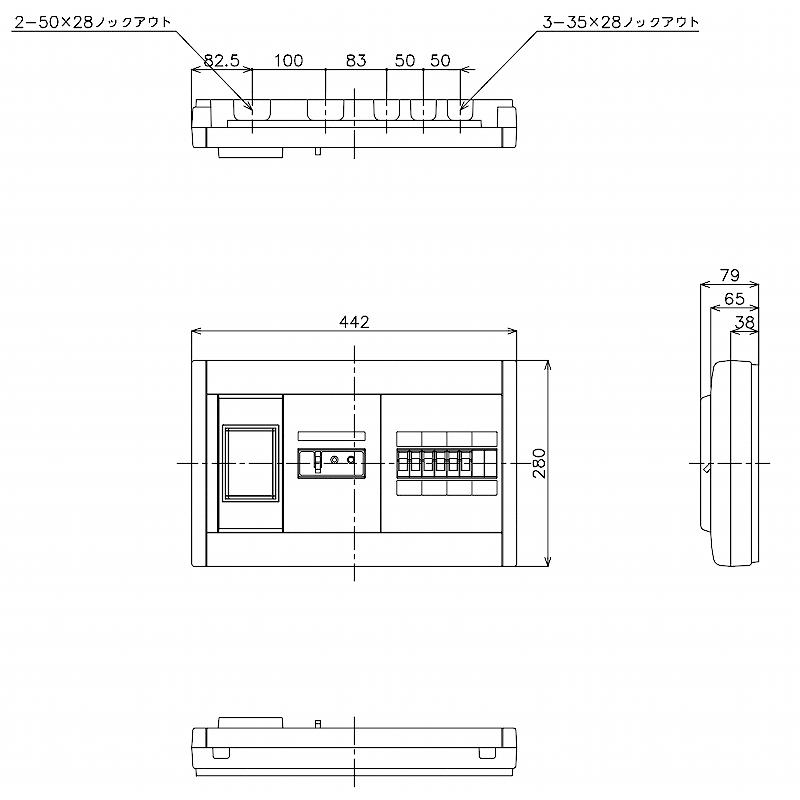 Panasonic BQWB3362:住宅用分電盤(露出形)(ドア無)(リミッター Panasonic BQWB3362:住宅用分電盤(露出形)(ドア無)(リミッター