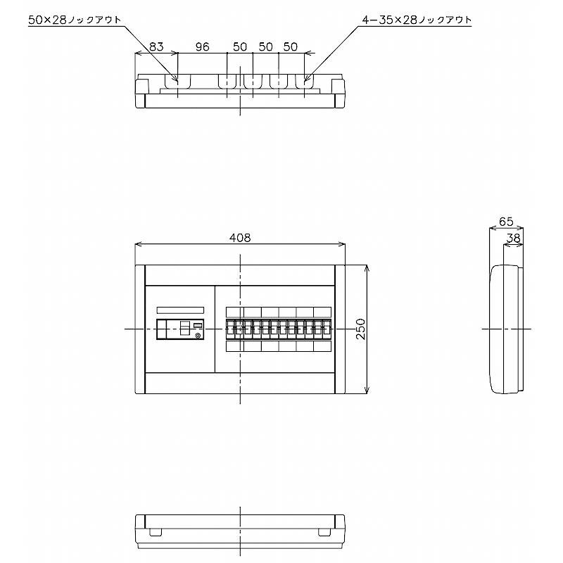 アウトレットセール格安 BQWB8412：住宅用分電盤(露出・半埋込両用形)(ドア無)(リミッタースペース無)(ヨコ一列)(単3：主幹：ELB40A分岐：12+0)