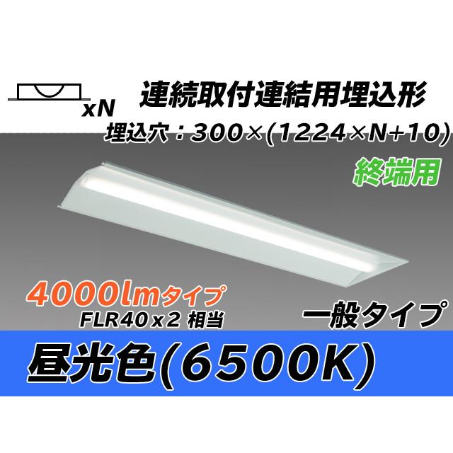 MY-B44033/24/D AHTN ベースライト 埋込形 連結用 300幅 全長1244 FLR40x2相当 昼光色