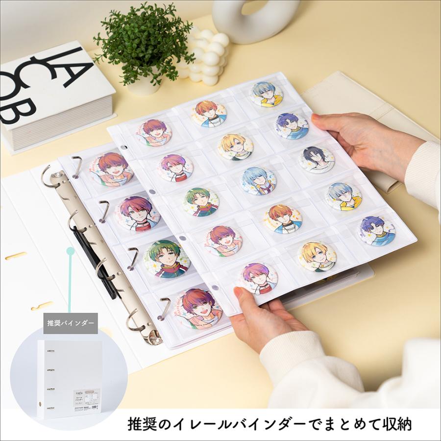 irelu】 44mm缶バッジ収納 [イレールPVCリフィル 15ポケット] A4 4穴