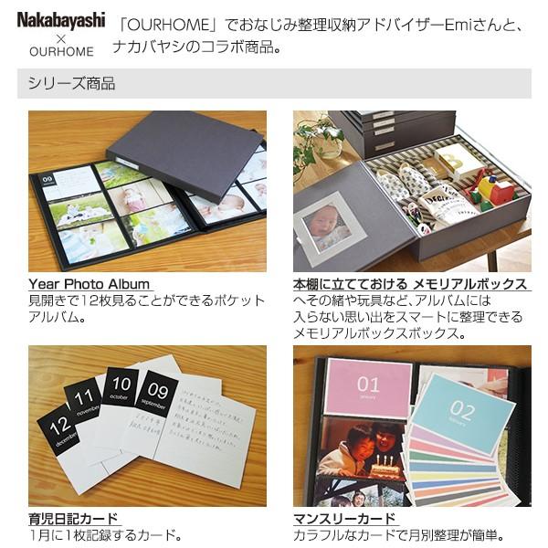 アルバム 大容量 見開き12ポケット ナカバヤシ Nakabayashi×OURHOME イヤーフォトアルバム YearPhotoAlbum  10冊セット 育児日記カード付 OUR-PH-G OUR-INC-1