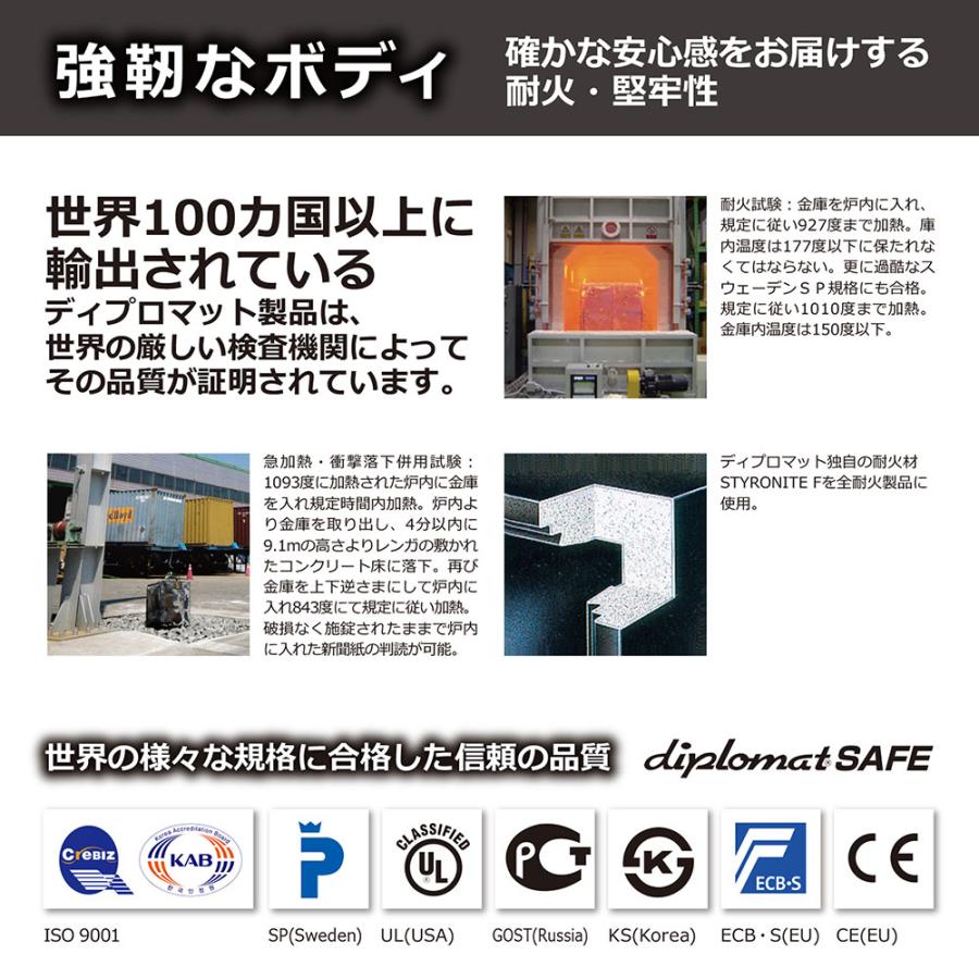 【開梱設置無料】耐火金庫 ディプロマット SOHO ソーホー プレミアムセーフ スマートデジタルロック SH500BKCB 1時間耐火 65kg【メーカー直送】の画像