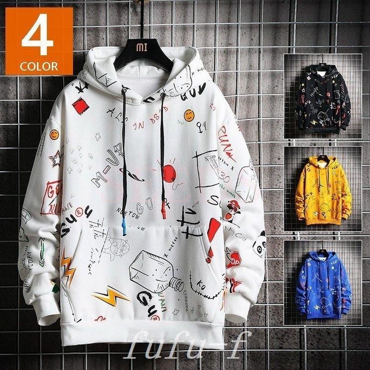 スウェットパーカー メンズ 長袖 パーカー プリントパーカー 春服 春秋 プルオーバーパーカー 大きいサイズ 通学通勤 カッコイイ オシャレカジュアルトップス 国内即発送