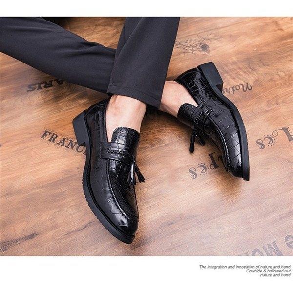 在庫限り ビジネスシューズメンズフリンジ革靴ロングノーズプレーントゥ紳士靴結婚式ドライビングローファー幅広通勤仕事30代40代50代 Cisama Sc Gov Br