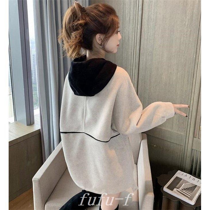 高品質の人気 パーカーレディーストレーナー秋服トップスフード付きゆったりゆるチュニック体型カバープルオーバーカジュアル パーカー サイズ ｓ Www We Job Com