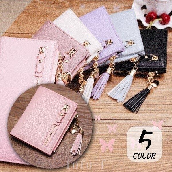 レディースファッション ソルボワ 二つ折り財布レディースミニ財布コンパクト安いプチプラ春財布軽い薄い小銭入れタッセルカード入れ可愛いお札入れギフト シンプル Napulyl9bm Www Totenka Com